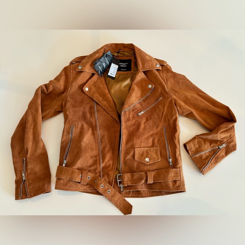 NWT Men’s goat suede moto jacket size S